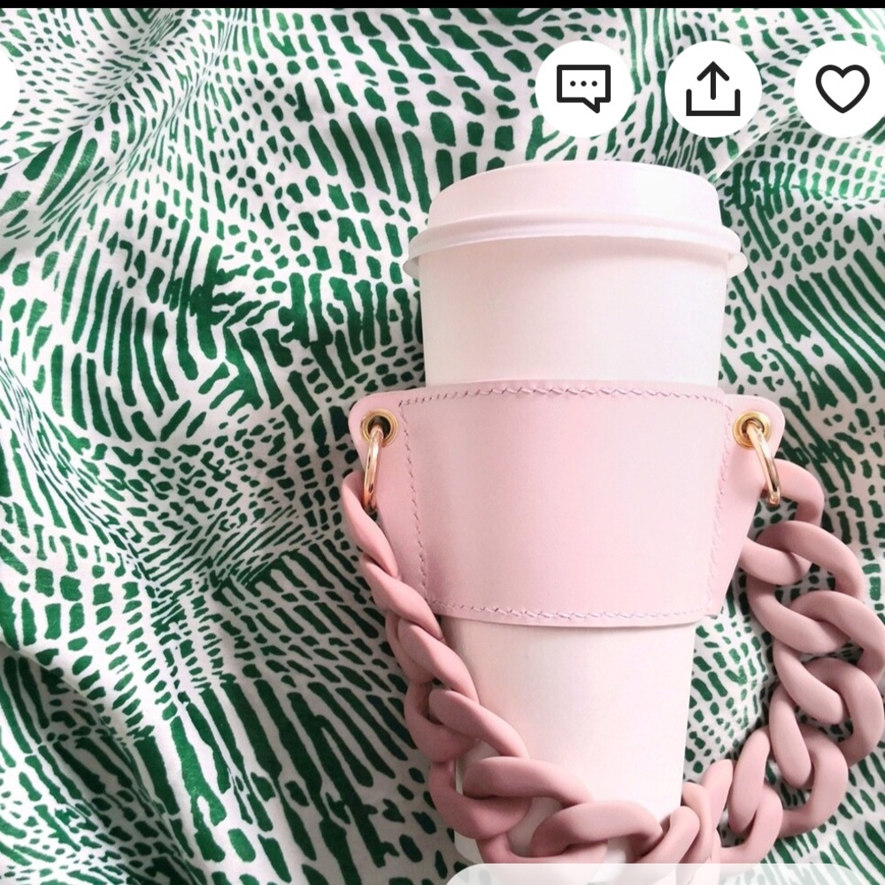 NWT I AM FEM  leather cup holder with chain a gold hardware